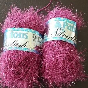 Patons Purple Eyelash Yarn 2 skeins Matching dye Lots